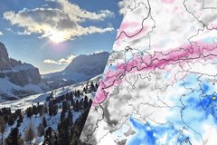 Wintersport: regionaal sneeuw, droog weekend met zon